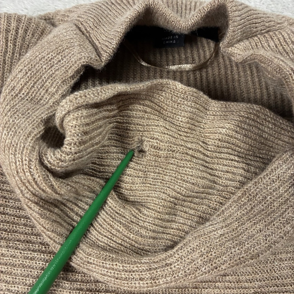 AllSaints Ridley Funnel Neck Wool Cashmere Sweater Toffee Brown Women M Minimal - Picture 7 of 8